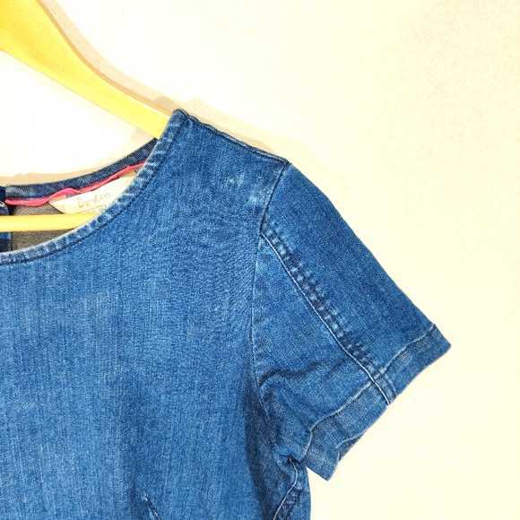 Boden Blue Denim Pinafore Dress Size 10 P Petite Smock Pockets Short Sleeve - Picture 4 of 10